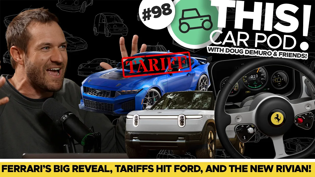 Ferrari’s Big Reveal, Doug’s Real Opinion on the Rivian R2 & Ford in Trouble! This Car Pod! EP98