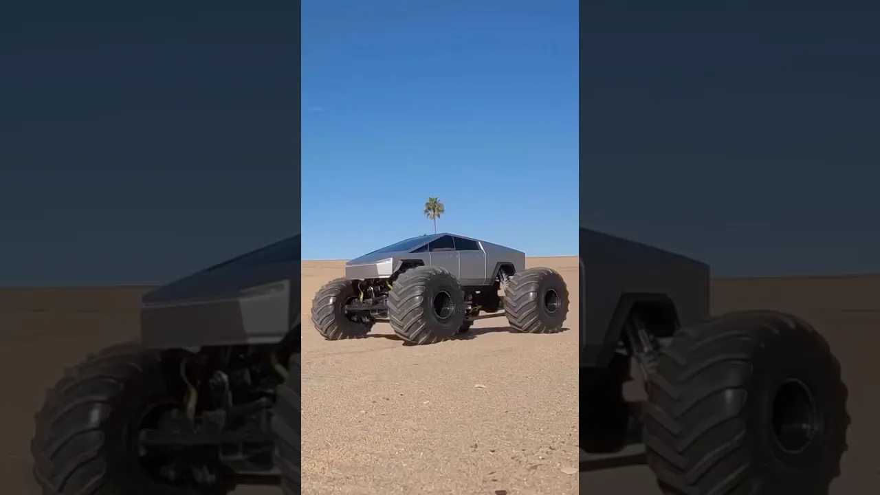 When a Tesla Cybertruck turns into a monster truck 💪 #tesla #cybertruck #monstertruck