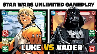 Luke Skywalker VS Darth Vader Jump to Lightspeed Gameplay - Star Wars Unlimited