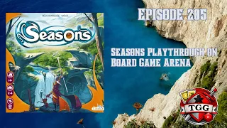 Seasons Playthrough on Board Game Arena | Engine Building Strategy in Action