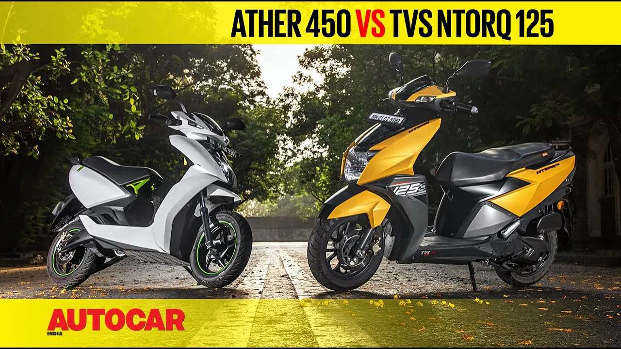 Ather 450 vs TVS Ntorq 125 - Electricity vs Petrol | Comparison Test Review | Autocar India