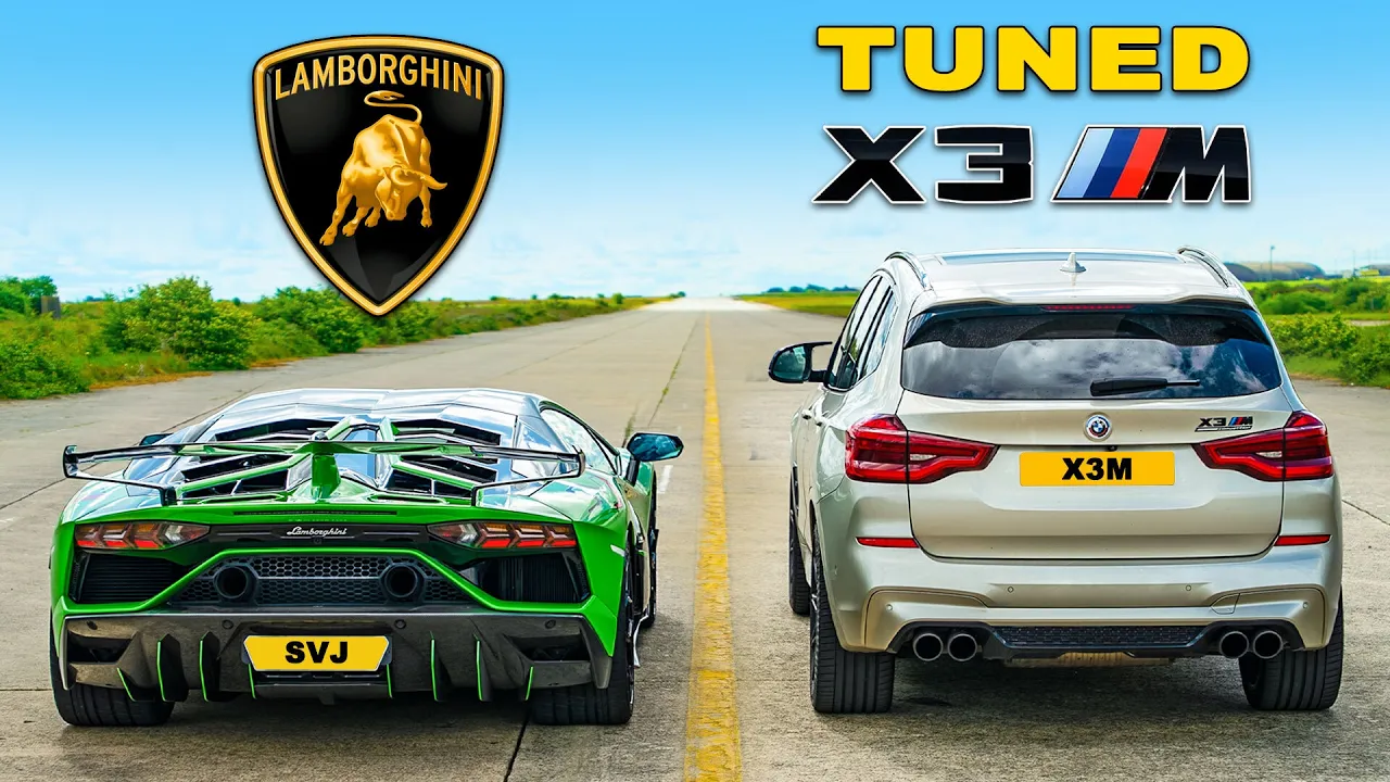 Tuned BMW X3M v Lambo Aventador SVJ: DRAG RACE