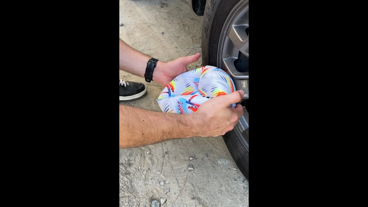 How to pump a football using a car tire 🤣🔥