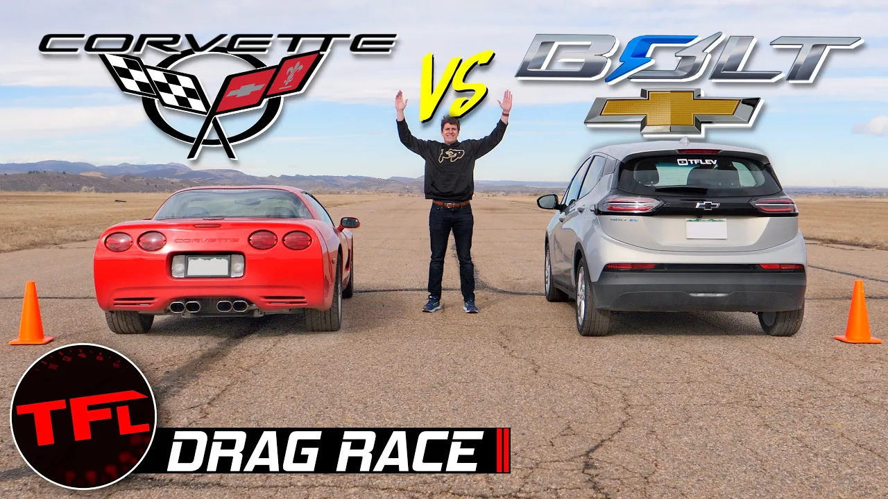 Old vs New Chevy: Can a New Chevy Bolt Beat a 25-Year-Old LS1 Powered Chevy Corvette In a Drag Race?