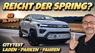 Dacia Spring Citytest. Stadtverbrauch  Laden bei Aldi - Parklückentest -  Reichweite #ev
