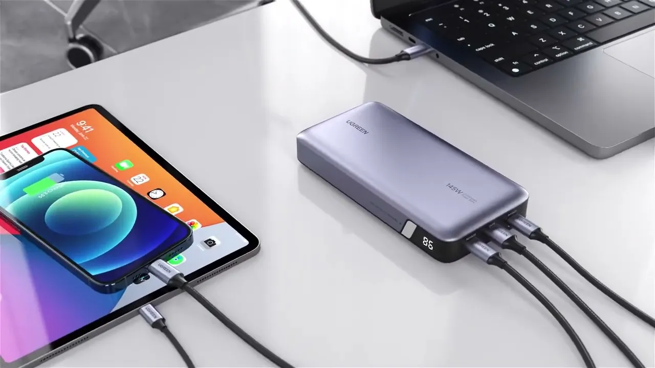 Внешний аккумулятор (павербанк) Ugreen 25000 mAh 145W 2x Type-C + 1x USB Type-A Grey (PB205/90597)