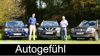 BMW X3 vs Mercedes GLK-Class vs Nissan Rogue X-Trail (all-new) COMPARISON test drive REVIEW