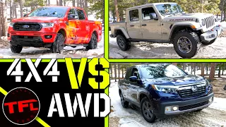 Can a Honda Ridgeline Keep Up With The Old School Ford Ranger & a New Jeep Gladiator Off-Road?