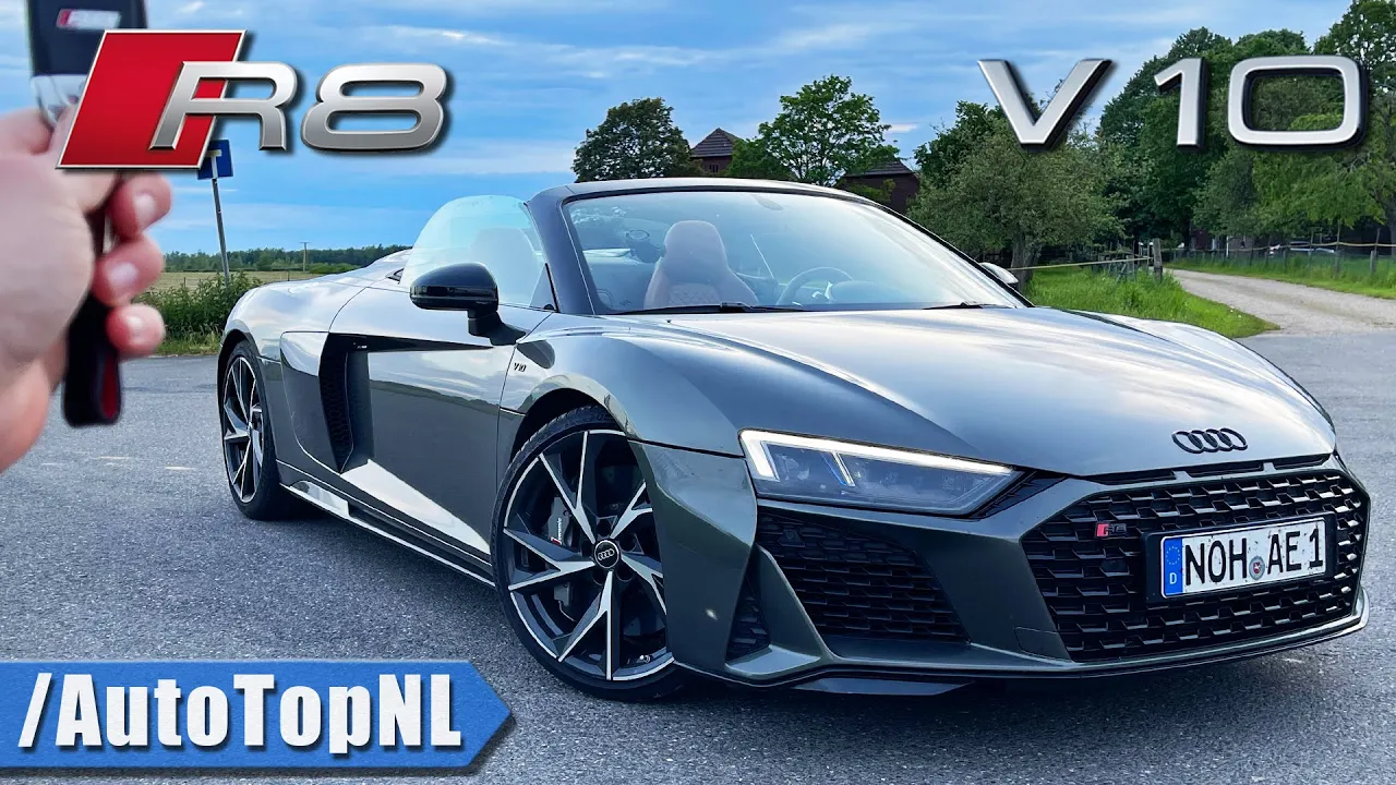 2021 AUDI R8 V10 Spyder REVIEW on AUTOBAHN [NO SPEED LIMIT] by AutoTopNL