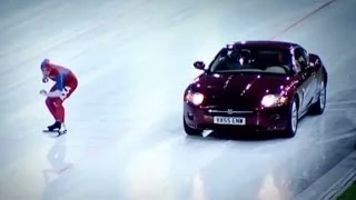 Speed Skater Vs Jaguar XK on Ice! | Top Gear Winter Olympics