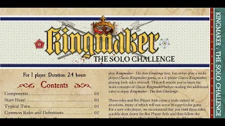 Kingmaker The Solo Challenge; Set up and first turn