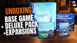 Neon Hope — Base Game, Deluxe Upgrade & Expansions | Unboxing