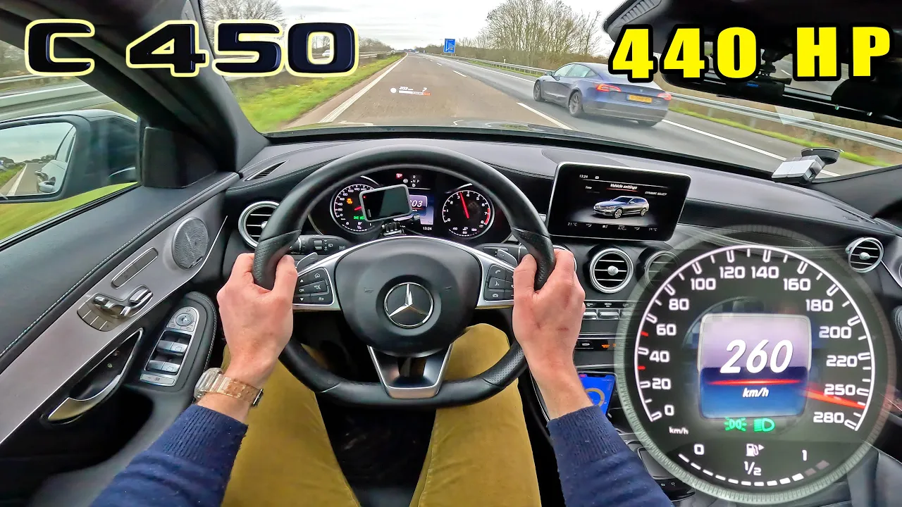440HP Mercedes C450 AMG on Autobahn!