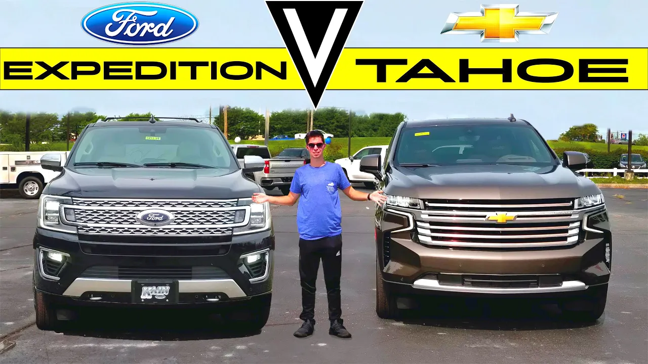 $80K SUV BATTLE! -- 2021 Chevy Tahoe vs. Ford Expedition: Comparison