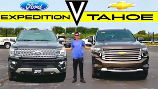 $80K SUV BATTLE! -- 2021 Chevy Tahoe vs. Ford Expedition: Comparison