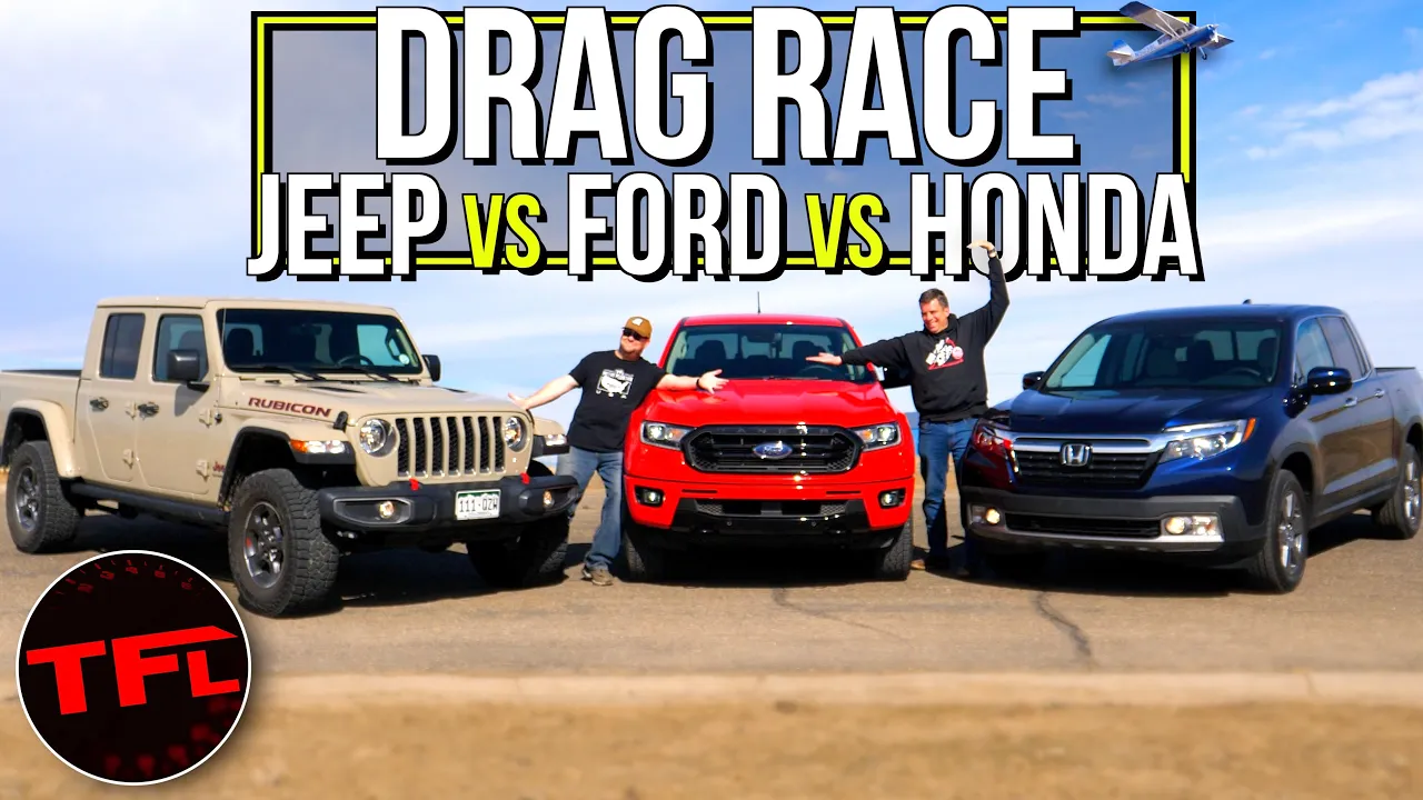 Can a Little Turbo Spank the V6 Trucks? We Drag Race a Ranger, Gladiator, and Ridgeline to Find Out!