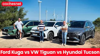 Ford Kuga vs Volkswagen Tiguan vs Hyundai Tucson | Prueba / Test / Review en español | coches.net