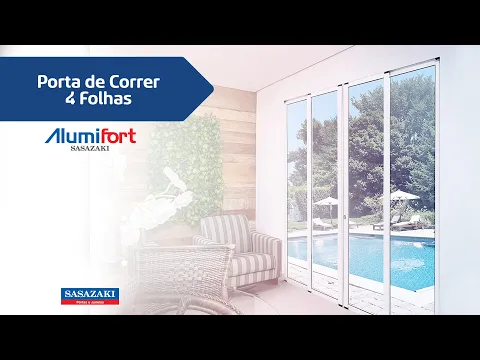 Porta de Correr 4 Folhas Alumínio Pintado Branco 2,16x2,00m Linha Alumifort Sasazaki