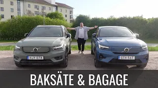 Jämför Volvo XC40 och Volvo C40 baksäte och bagage | Elbilsmagasinet