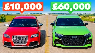 NEW Audi RS3 v cheapest used RS3: DRAG RACE