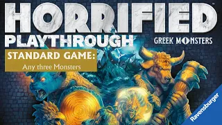 Horrified: Greek Monsters playthrough (Hoplite, Ranger, Musician vs Siren, Chimera, Basilisk)