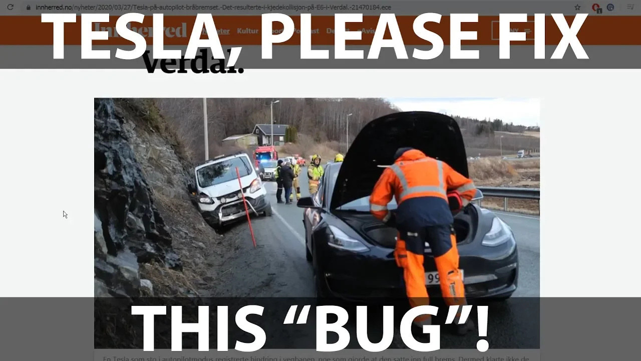 Tesla phantom braking caused chain collision