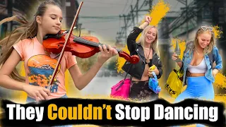 Dancing Girls dance to &quot;Dance Monkey&quot; - Tones and I | Street Performance - Karolina Protsenko Violin