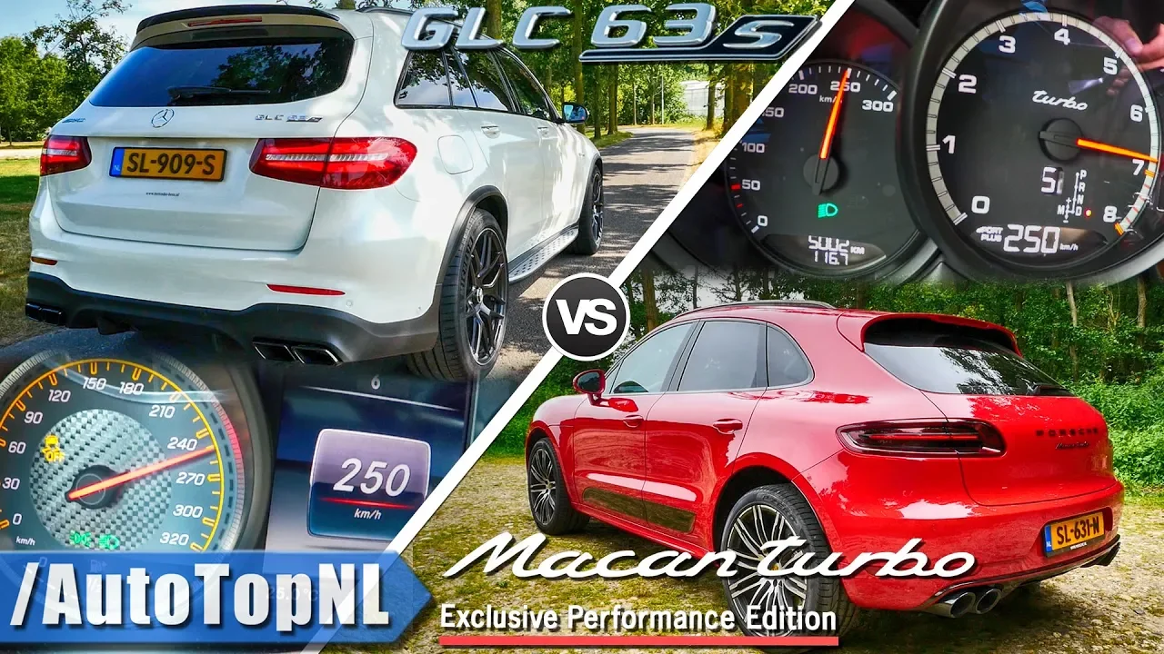 Porsche Macan Turbo vs GLC 63 S AMG | 0-250km/h ACCELERATION & TOP SPEED Exhaust SOUND by AutoTopNL