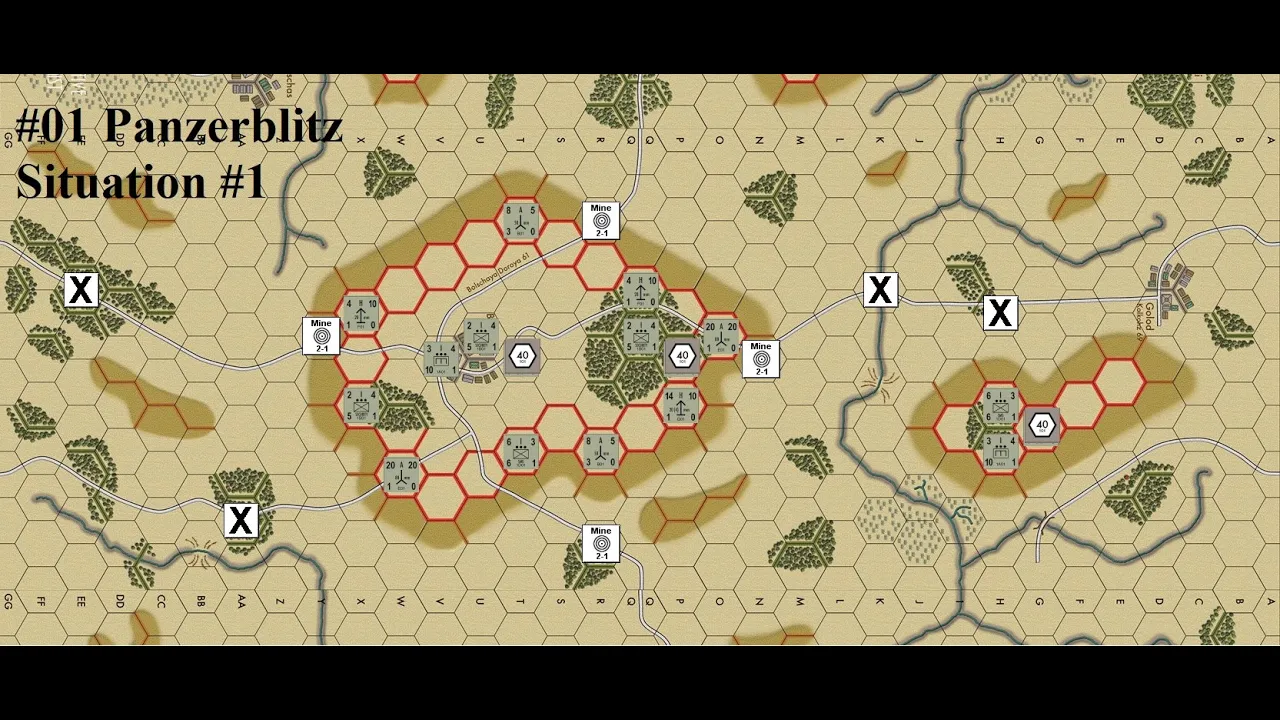 #01 PanzerBlitz Situation #1 by Avalon Hill
