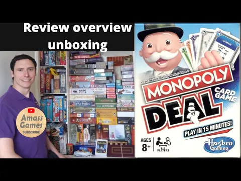 Monopoly Deal review overview unboxing teaser trailer preview AmassGames Hasbro set collection cards