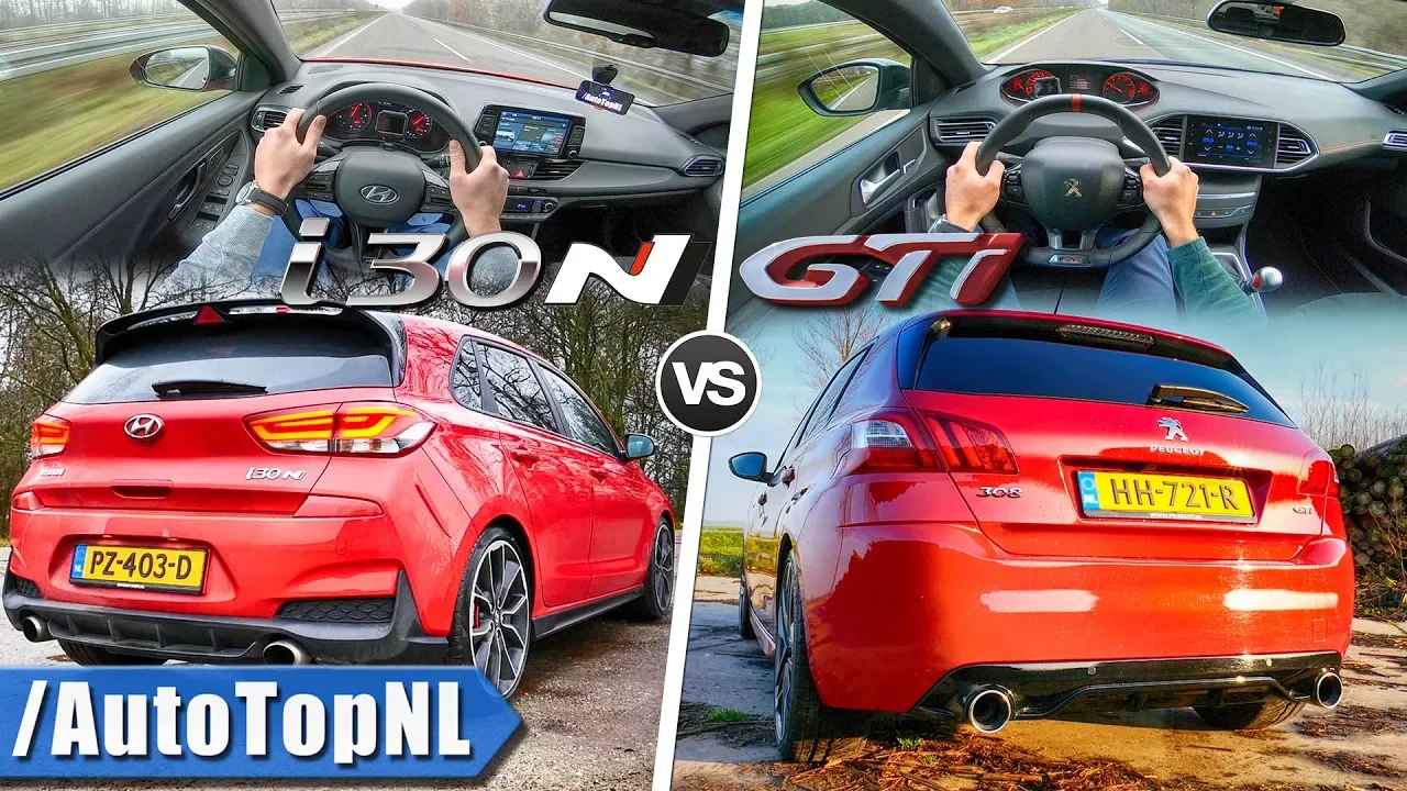 Hyundai i30 N vs Peugeot 308 GTi | ACCELERATION TOP SPEED SOUND & POV AUTOBAHN by AutoTopNL