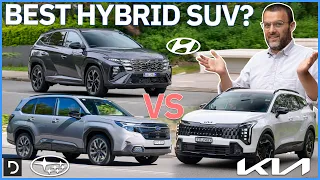 2025 Hyundai Tucson Hybrid v Kia Sportage GT-Line Hybrid v Subaru Forester Hybrid AWD Comparison