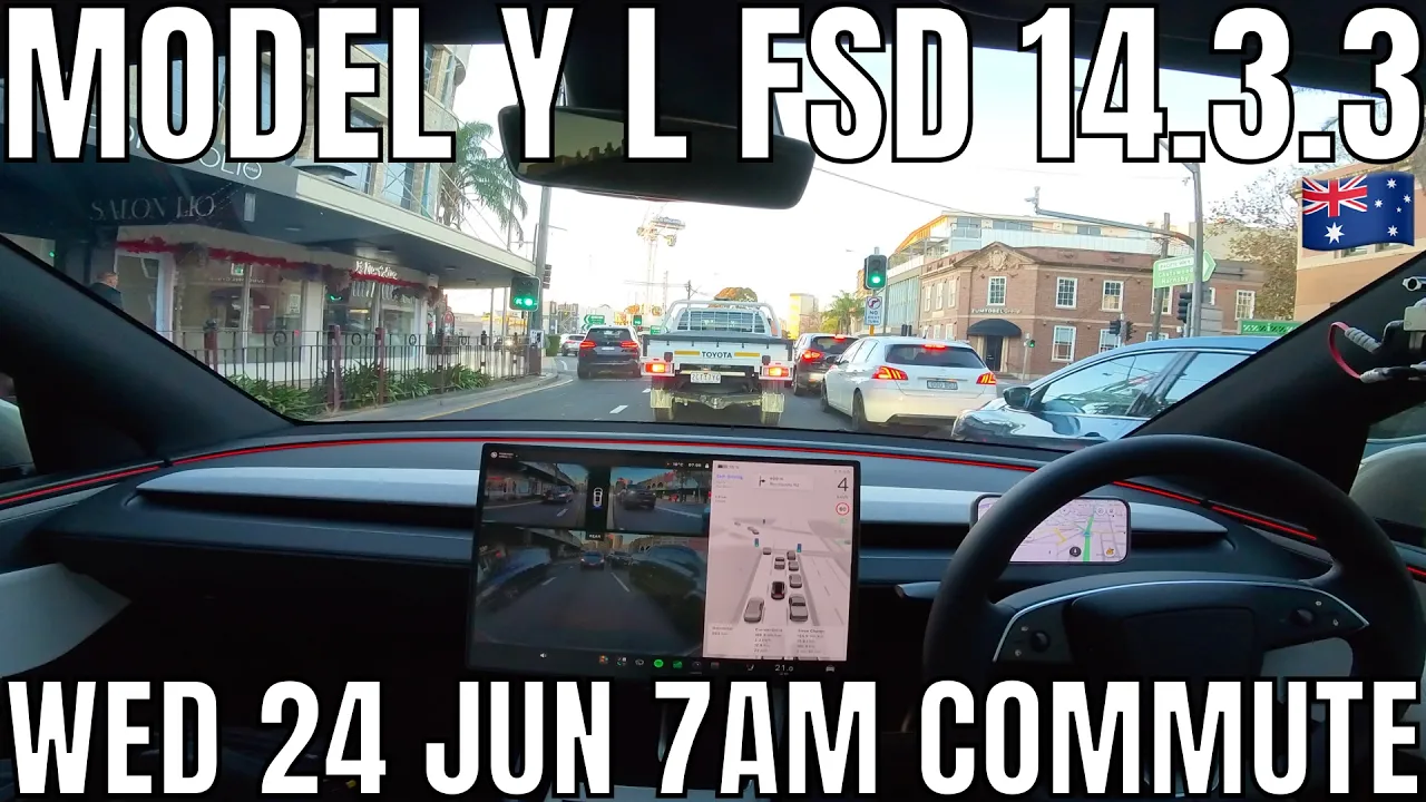 Tesla Model Y L FSD Supervised 14.3.3 Wednesday Early Morning Commute