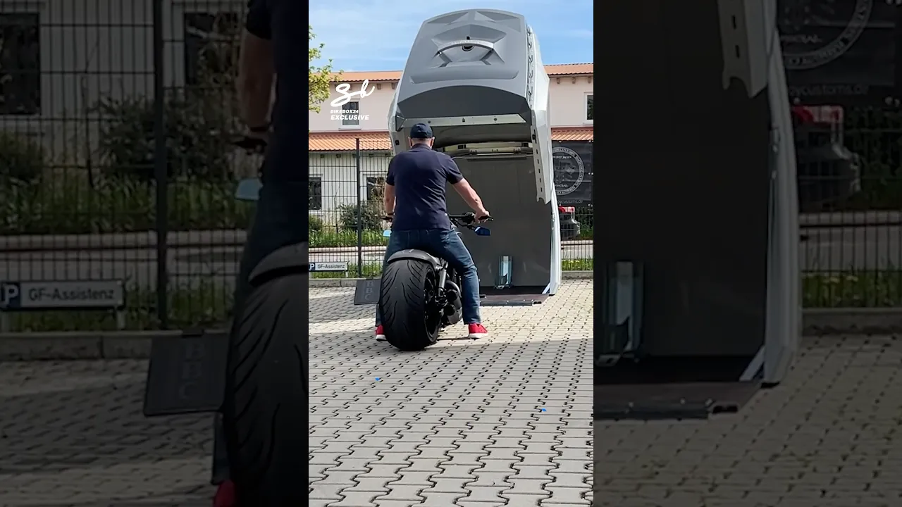 Motorbike Parking Pod! 🏍️ #motorbike #cooltech #bikes