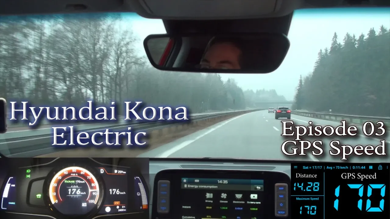 Hyundai Kona Electric - Ep 03 - 50-176 kmh GPS Speed