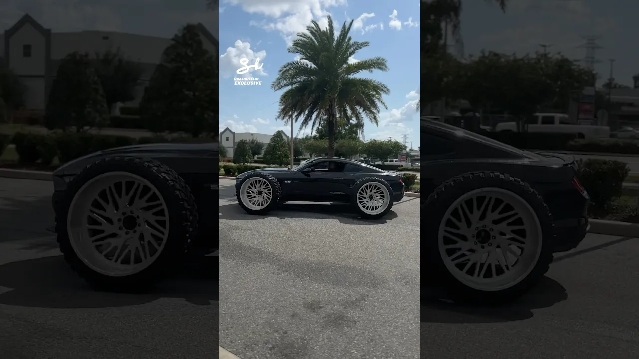 Truck Tires On A Mustang 😂 #mustang #tires #cars