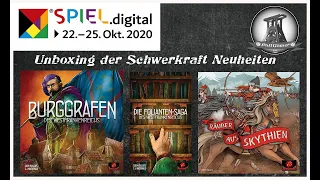 PottGamer Spezial | Unboxing Schwerkraft Neuheiten | Burggrafen, Räuber aus Skythien, Foliantensaga