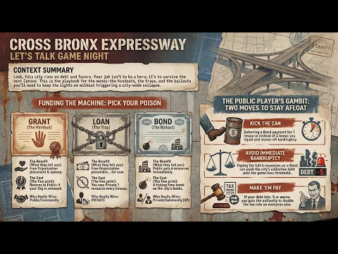 Cross Bronx Expressway - Follow the money in 5 minutes (Grants Loans Bonds and Taxes)