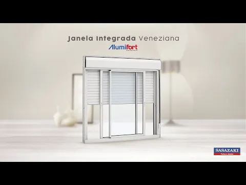 Janela Veneziana de Correr Alumínio Pintado Branco com Persiana Integrada Manual 1,20x1,50m Linha Alumifort Sasazaki