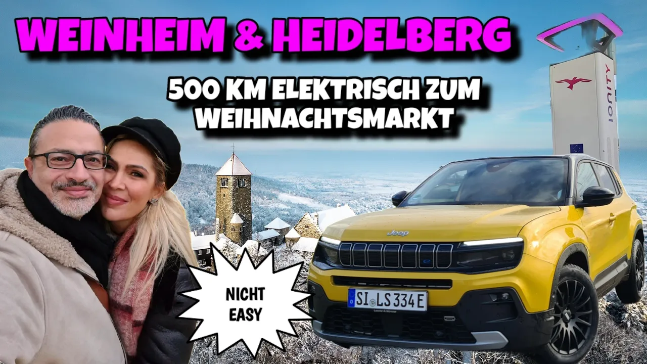Winter Ausflug im E Auto Jeep Avenger zum Weihnachtsmarkt Weinheim & Heidelberg  Elektroauto