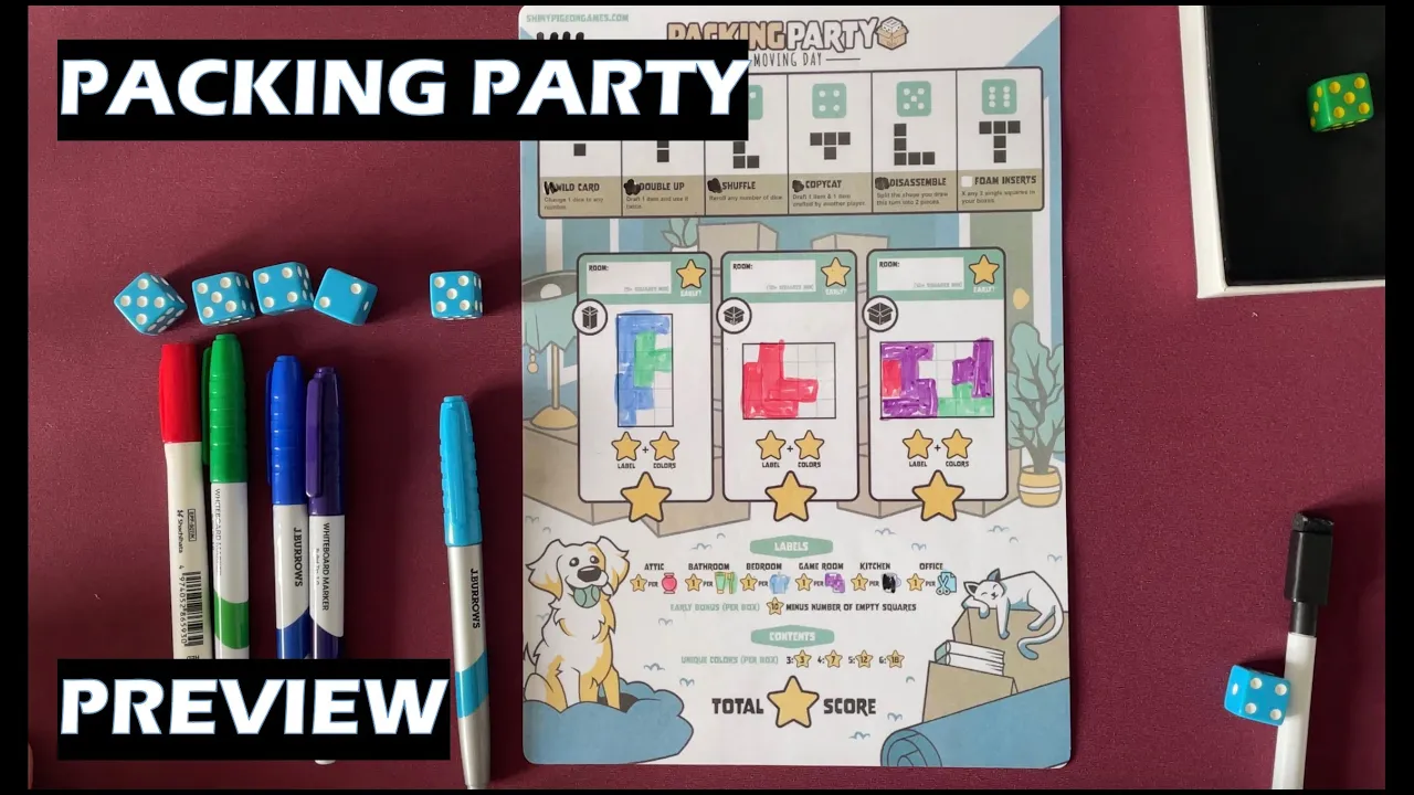 Packing Party PnP Roll and Write Board Game Preview