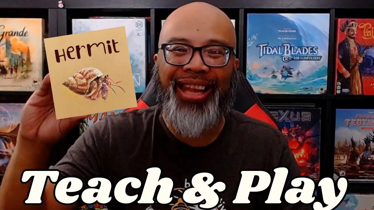 Create shell patterns to help a hermit crab catch a wave in a solo game of Hermit!
