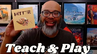 Create shell patterns to help a hermit crab catch a wave in a solo game of Hermit!