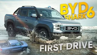 Beach driving a plug-in hybrid ute - BYD Shark 6 review