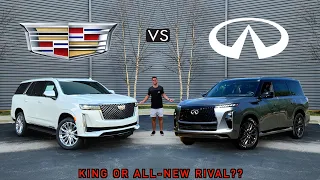 KING DETHRONED?? -- 2025 Infiniti QX80 Autograph vs. Cadillac Escalade Sport Platinum: Comparison
