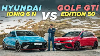 VW Golf GTI Edition 50 vs Hyundai Ioniq 6 N | Analogue vs digital