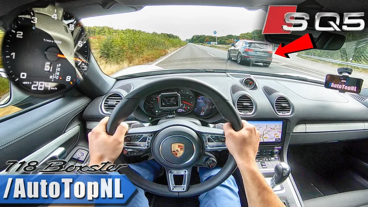 PORSCHE 718 BOXSTER 284km/h TOP SPEED AUTOBAHN POV vs AUDI SQ5 by AutoTopNL