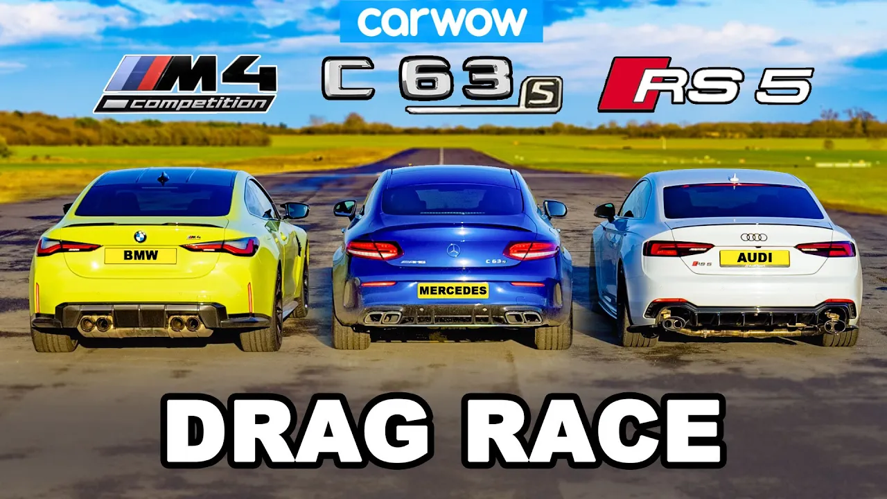 BMW M4 v AMG C63 v Audi RS5 - DRAG RACE