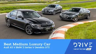 Audi A5 v BMW 3 Series v Genesis G70 | Best Medium Luxury Car | Drive Car of the Year 2021