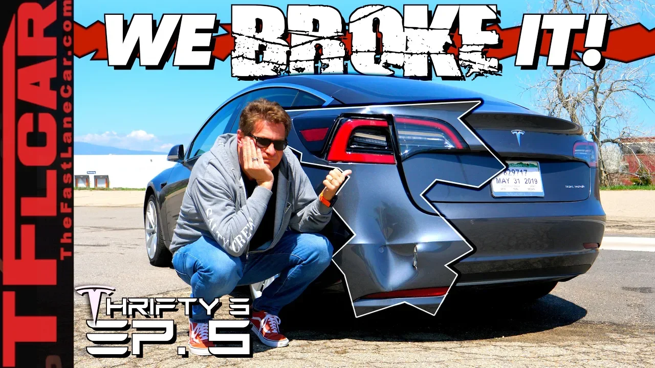 We Crashed Our Brand New Tesla & You Won't Believe How Much It Will Cost To Fix! Thrifty 3 Ep. 5